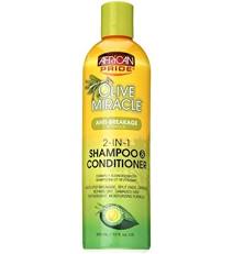 African Pride Olive Miracle Anti-Breakage Formula 2-In-1 Shampoo & Conditioner, 16oz
