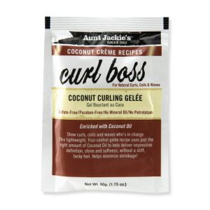 Aunt Jackie’s Curls & Coils Coconut Creme Recipes Curl Boss, Coconut Curling Gelee, 1.75oz (50g)