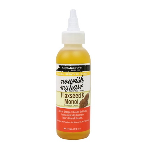 Aunt Jackie's Natural Growth Oil Nourish My Hair, Enriched With Flaxseed & Monoi Extracts, 4oz (118ml)