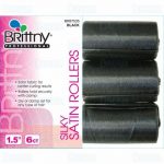 Brittny Professional 1.5" Silky Satin Rollers Black, 6 Count
