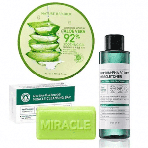 Miracle toner + Miracle Soap + Aloe Vera Gel 300ml with FREE bubble foam net (SET)