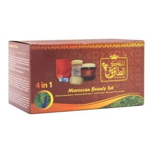 Moroccan Beauty Set With Moroccan Soap Natural + Moroccon Hand Gloves + Al Taous Soap + Ghassoul For Hair And Skin 4 In 1