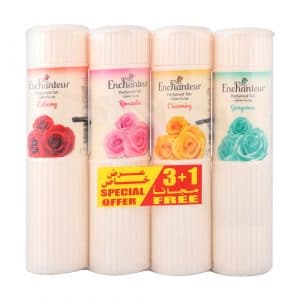 Enchanteur Perfumed Talc Fragrance Powder Assorted Flavor Gorgeous, Charming, Romantic & Enticing 250g*4