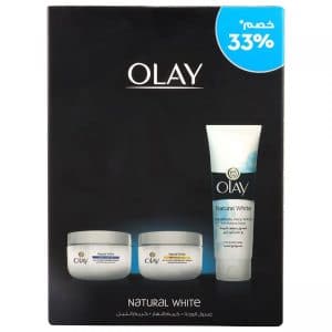 Olay Natural White Gift Set, Face Wash 100g, Day Cream 50g, Night Cream 50g
