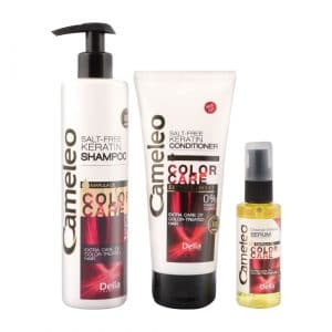 Cameleo Delia Cosmetics Especially For You Beauty Balm For Hair Salt-Free Keratin Conditioner 200ml + Salt-Free Keratin Shampoo 250ml + Damage-erasing Serum Color Care 55ml Personal Care Set