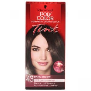 Schwarzkopf Poly Color Permanent Cream Colour Tint 43 Dark Brown (40ml Applicator Bottle With Developer Lotion + 50ml Colour Cream)