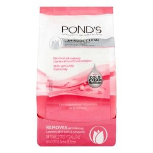 Pond's Luminous Clean With Soft White Kaolin Clay 28 Towelettes (6" x 7.3" / 15.2cm x 18.5cm)