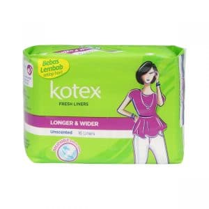 Kotex Fresh Liners Unscented Longer & Wider 16 Liners