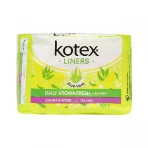 Kotex Daily Aroma Fresh Liners Aloe Vera Scented Longer & Wider 16 Liners