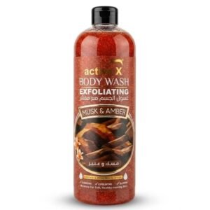 ActiveX Musk & Amber Exfoliating Body Wash Deep Cleansing & Gentle Body Scrub Shower Gel 1000ml