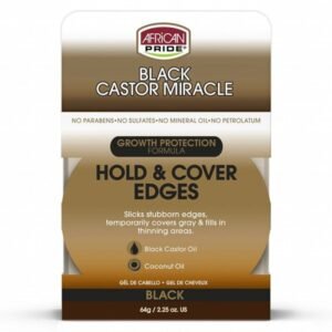 African Pride Black Castor Miracle Hold & Cover Edges Black 65gm