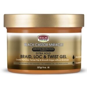 Black Castor Miracle Braid, Loc & Twist Gel Growth Protection & Extra Hold 227gm