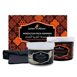 Jardin d Oleane Moroccan Pack Hammam with argan oil, orange blossom & white clay mask