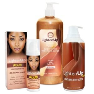 LightenUp Skin Brightening Kit  Body Lotion , Dark Spot Gel, Exfoliating Body Wash