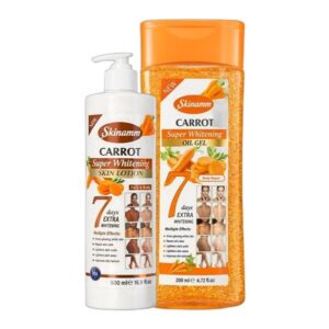 Skinamm Carrot Super Whitening Skin Lotion Face & Body 500ml & Carrot Super Whitening Oil Gel 200ml